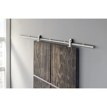Hardware Resources Barn Door Hardware Kit Contemporary Bar w/Soft-close Stainless Steel 6 ft Lengthaged BDH-05SS-72-R